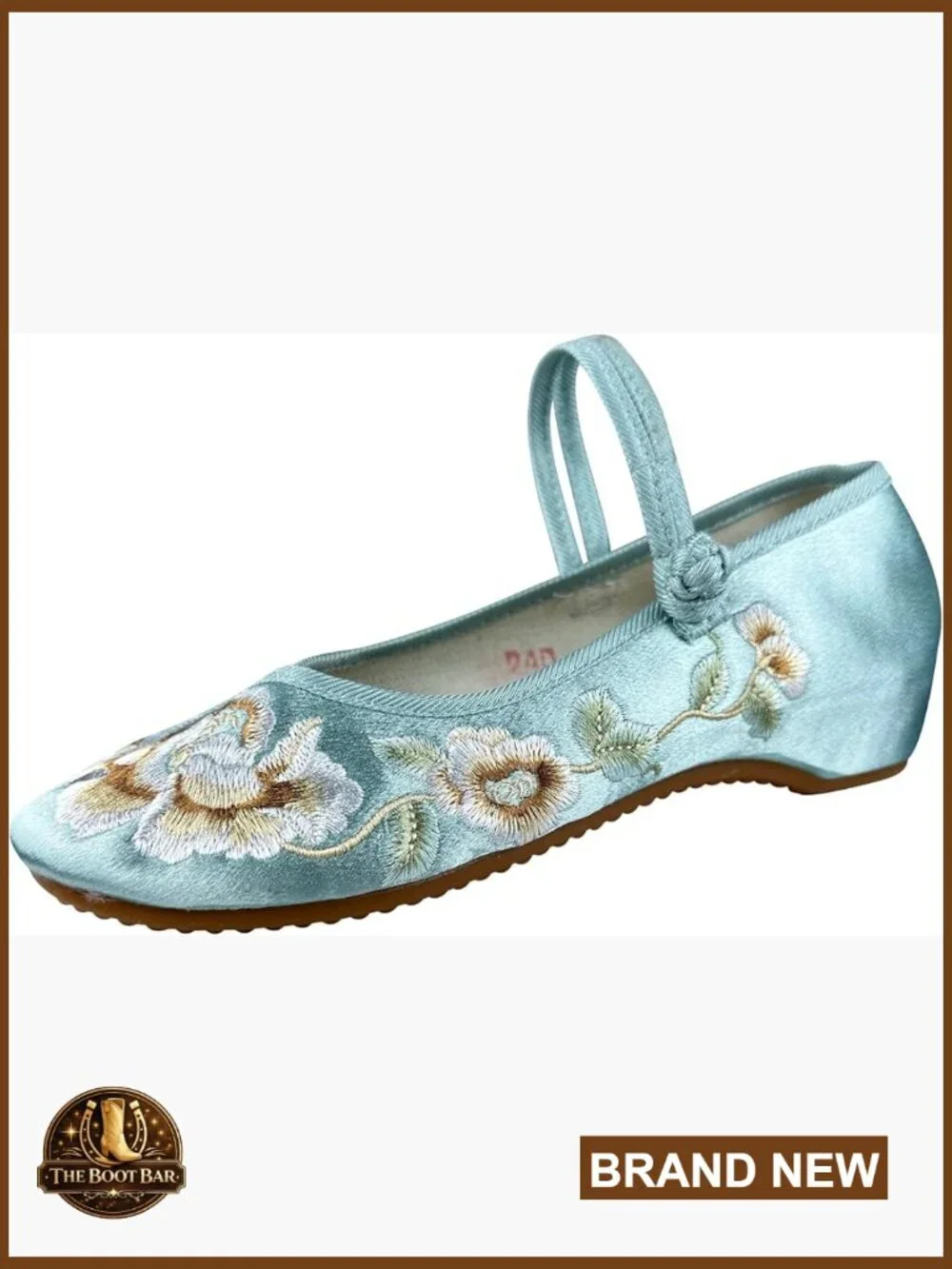 Embroidered Ballet Flats Round Toe Mary Jane Slip On Shoes